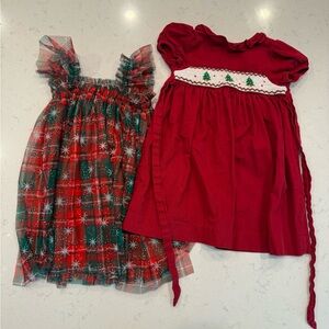Edgehill Collection Red and Green Holiday dress set 2T